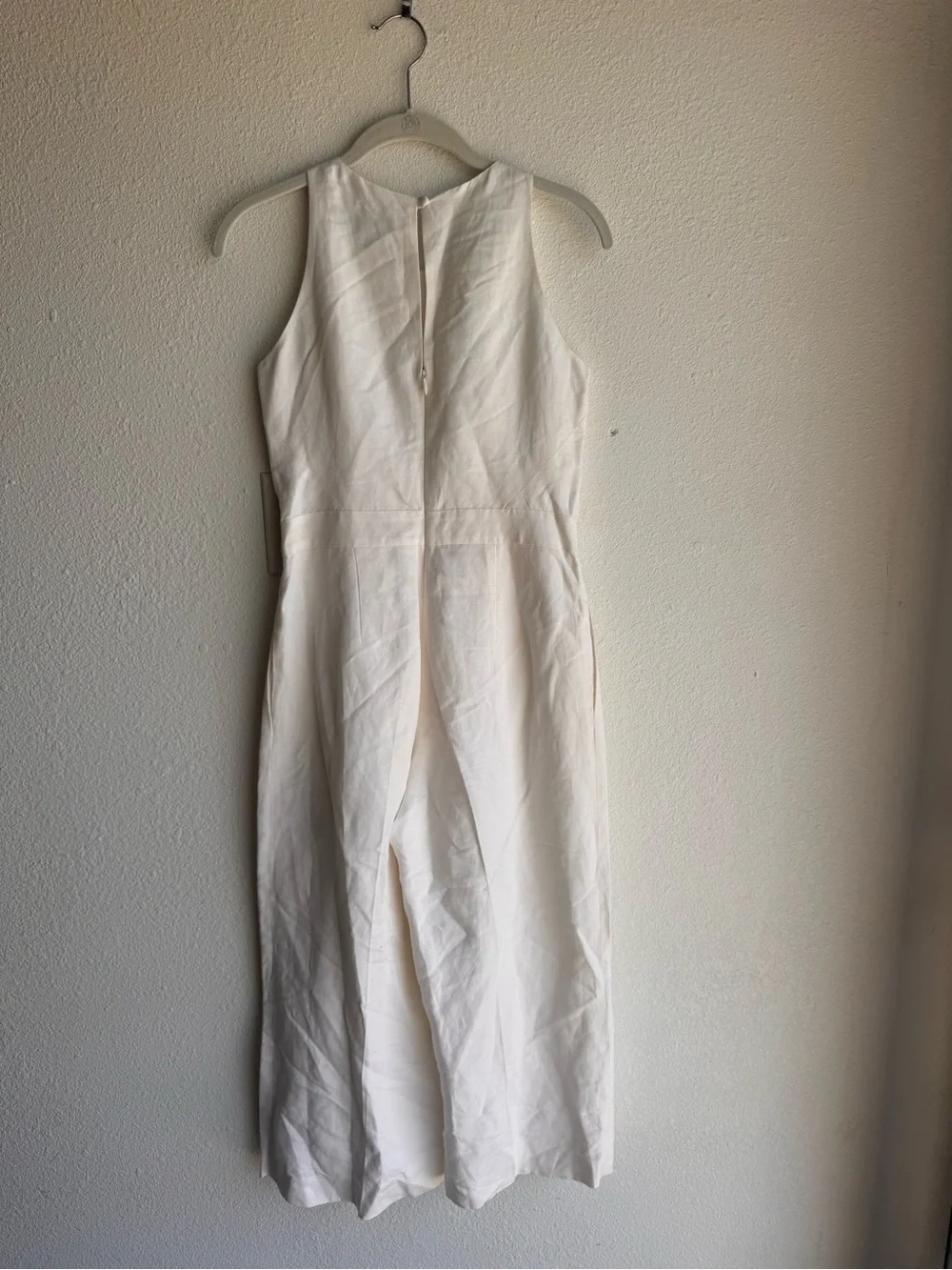 Banana Republic White Linen Sleeveless cropped wide leg Jumpsuit size 2P